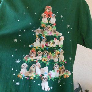 💕VINTAGE Yorkie Terrier Christmas Tee